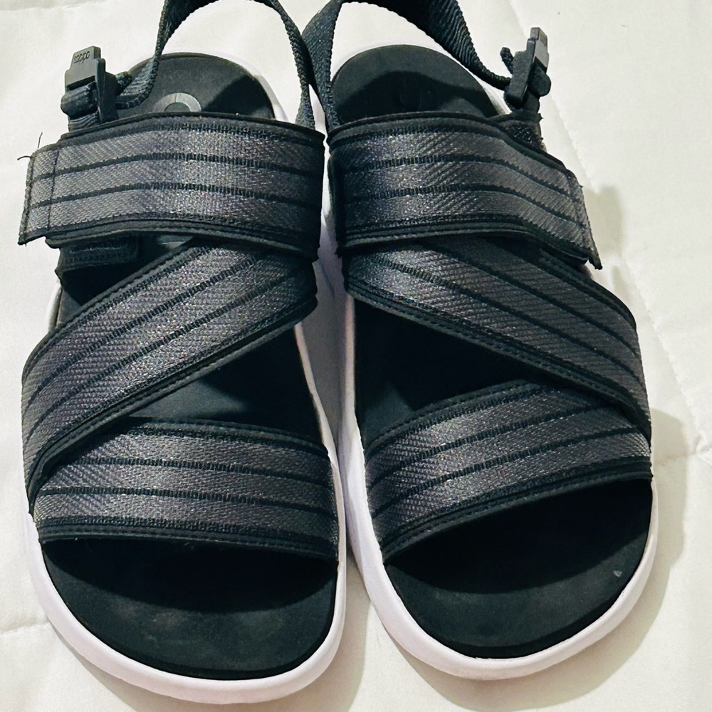 adidas Black Sandal with White Sole